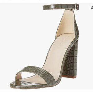 The Drop Women's Size 9.5 Rebecca Strappy High Block-Heels Capers Olive Croc